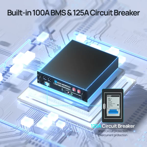 ECO-WORTHY 5.12kWh 51.2V Server Rack Battery,3U Size,with Bluetooth & WiFi - Image 7