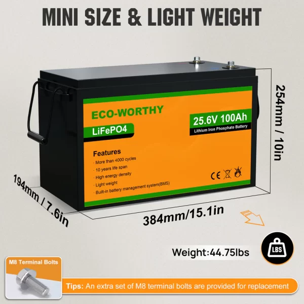 LiFePO4 24V 100Ah Lithium Iron Phosphate Battery - Image 7