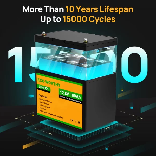 LiFePO4 12V 100Ah Lithium Iron Phosphate Battery - Image 3